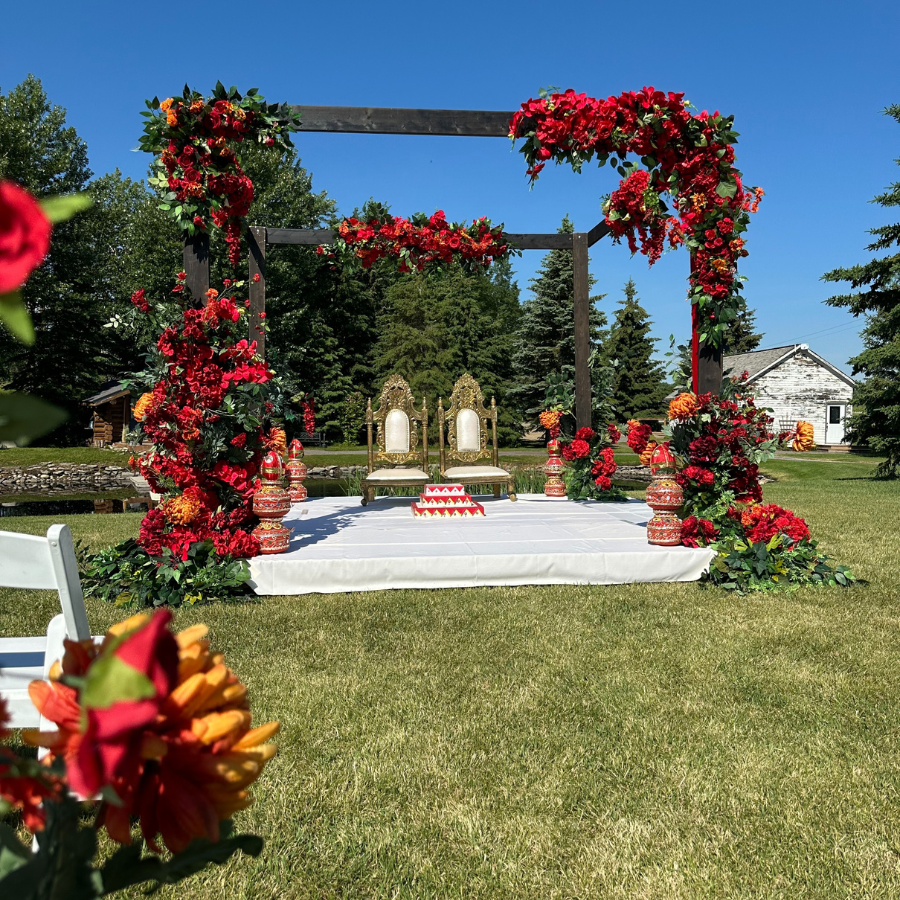 Rustic Mandaps Rustic Wood Mandap with Florals – M Event Rentals