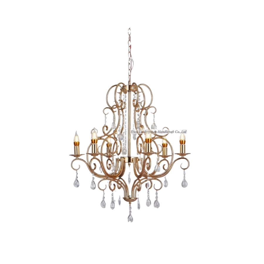Large Gold 6L Chandelier
