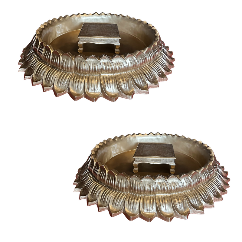 Haldi Stools Gold Lotus Haldi Tubs with stool (PAIR) – M Event Rentals