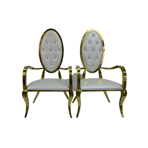Oval Back Gold Frame Chairs (Pair)