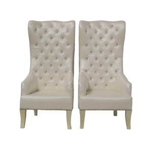 Ivory Tufted High Back Chairs (Pair)