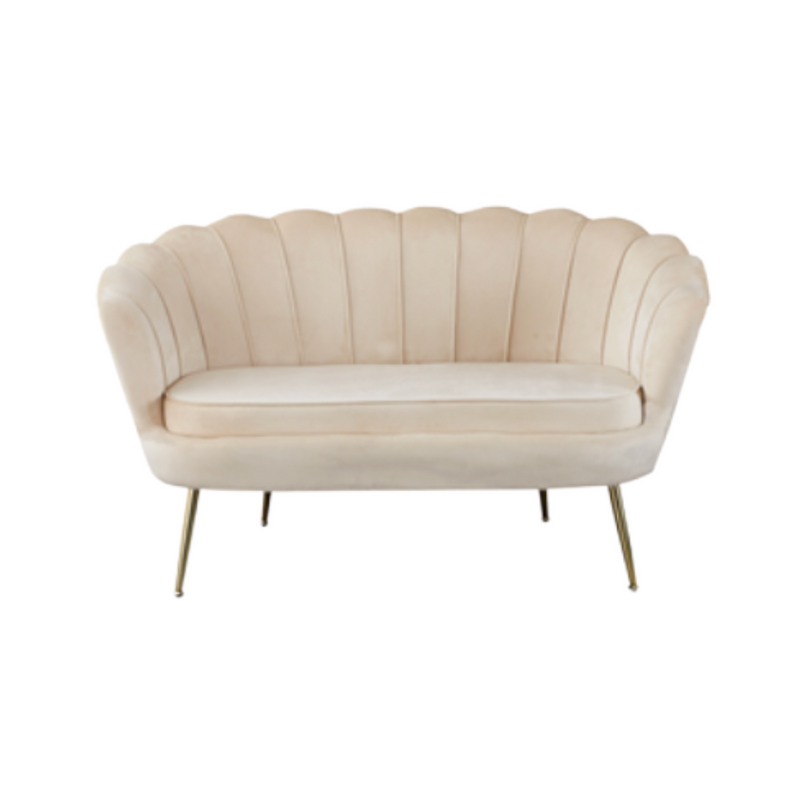 Flared Velvet Loveseat - Ivory