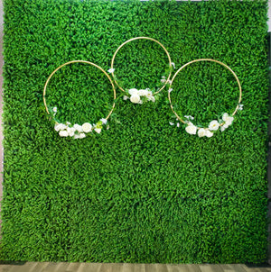 Green Hedge Wall Backdrop with Floral Loops