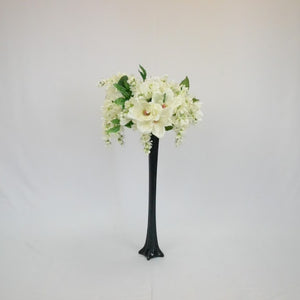Ivory Floral Arrangement in Black Eiffel Tower Vase