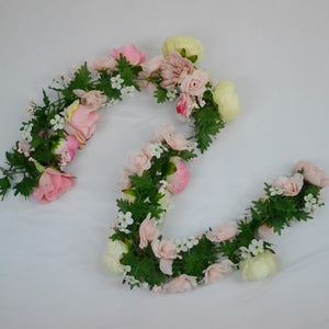 Ivory and Pink Floral Vine