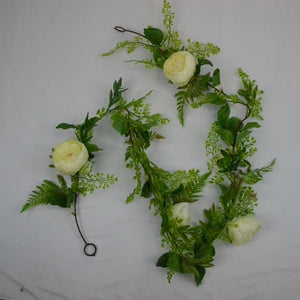 Ivory and Green Floral Vine