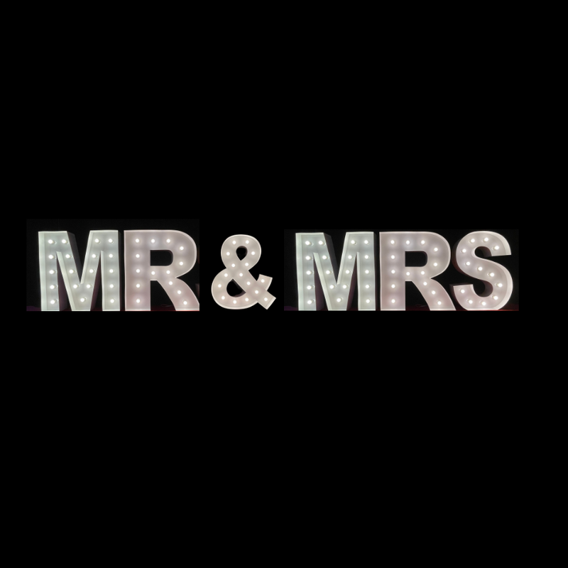 "MR & MRS" Marquee Letters Display - 4' Tall