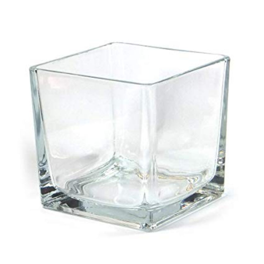 Glass cube vase for centrepieces
