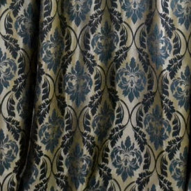 Teal & Gold Damask drape panel for baxkdrops
