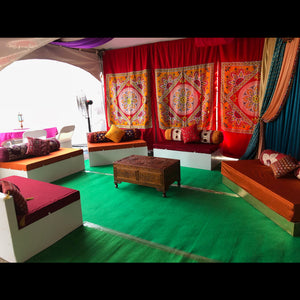 Tent Decor with traditional seats and tent panels