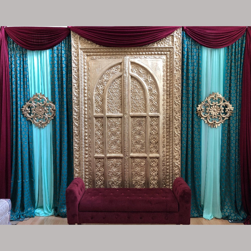 Traditional Door with side drapes - DIY Backdrop