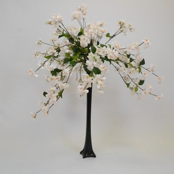 White Flower Bush in Black Eiffel Tower Vase
