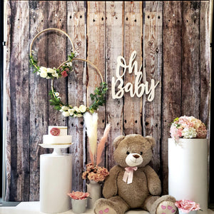 Wood Texture with Floral Hoops 1 - DIY Backdrop